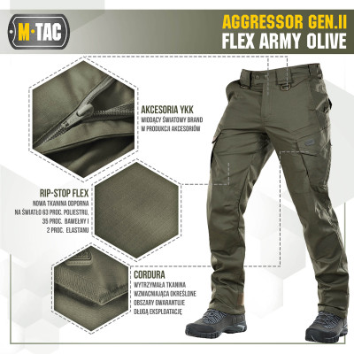 M-Tac Aggressor Gen.II Flex Tactical Pants, Army Olive