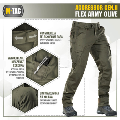 M-Tac Aggressor Gen.II Flex Tactical Pants, Army Olive
