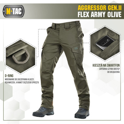 M-Tac Aggressor Gen.II Flex Tactical Pants, Army Olive