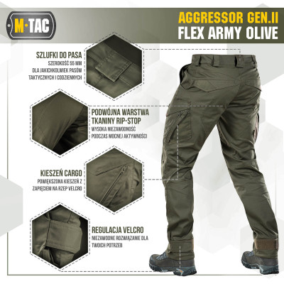 M-Tac Aggressor Gen.II Flex Tactical Pants, Army Olive