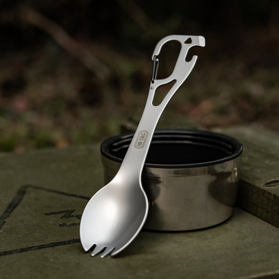 M-Tac Stainless Steel Spork 14.8 cm with Carabiner — 7/10