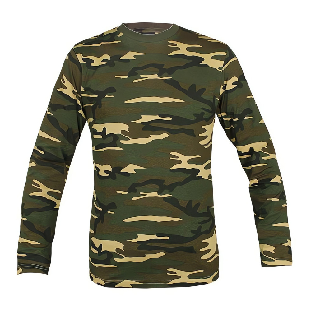 Mil-Tec Long Sleeve T-Shirt, 100% Cotton, Woodland