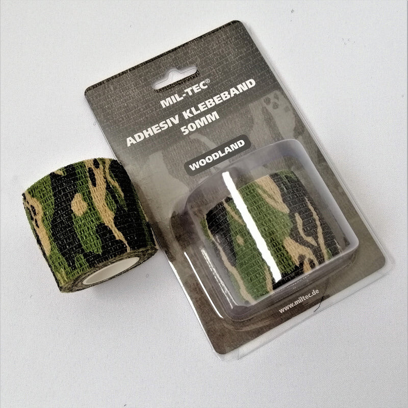 Mil-Tec Woodland 50mm (4,5m) Adhesive Tape Woodland marginimo lipni juosta maskavimui