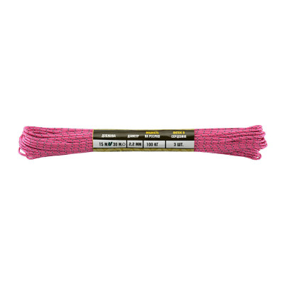 M-Tac Paracord Minicord Reflective 15 m – paracord, Neon Pink
