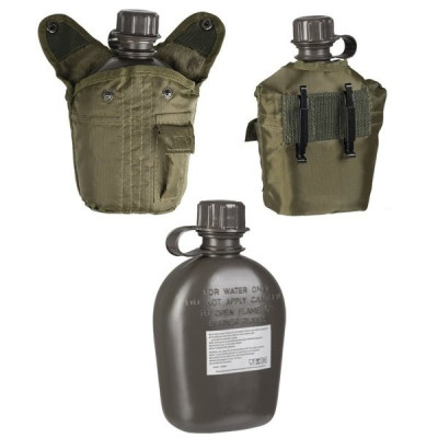 Mil-Tec Canteen with Cover, 1 L, ALICE System, Olive