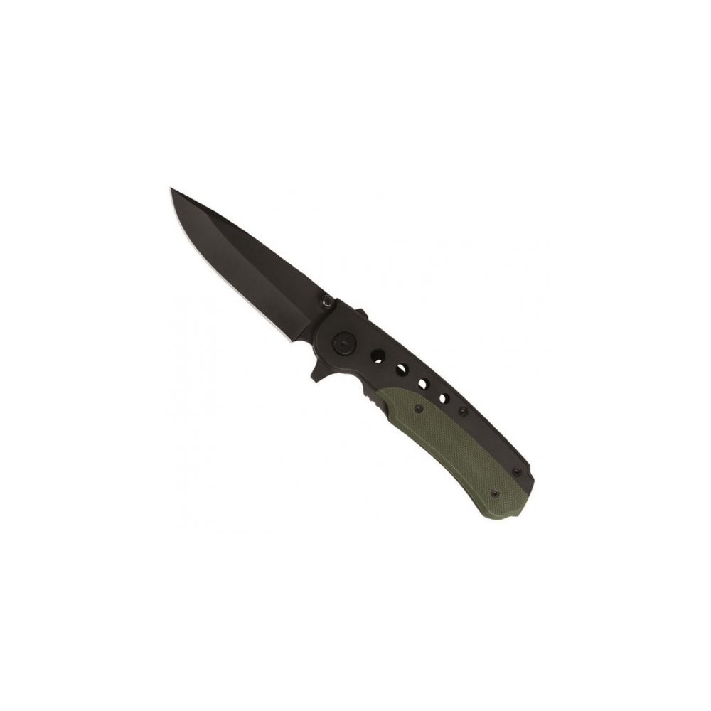 Mil-Tec Black/Olive Folding Knife, 440 Steel