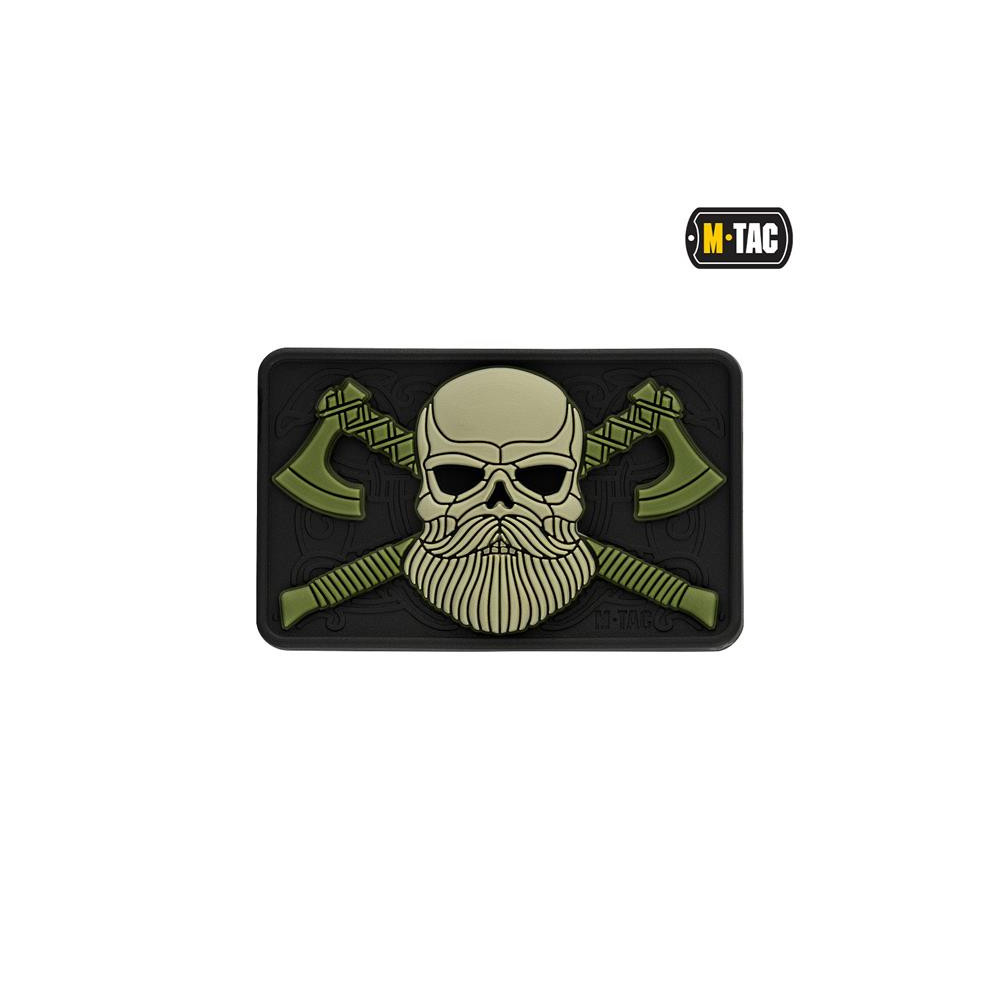 M-Tac Bearded Skull 3D PVC Patch 80×50 mm, Olive