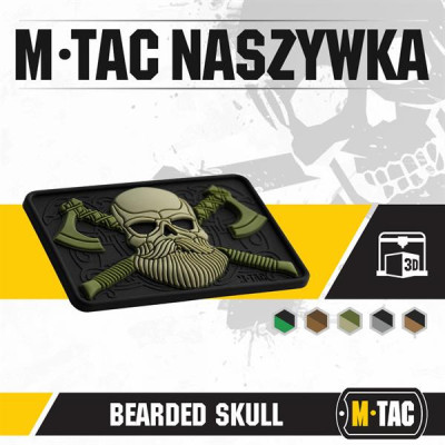 M-Tac Bearded Skull 3D PVC Patch 80×50 mm, Olive