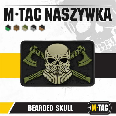 M-Tac Bearded Skull 3D PVC Patch 80×50 mm, Olive