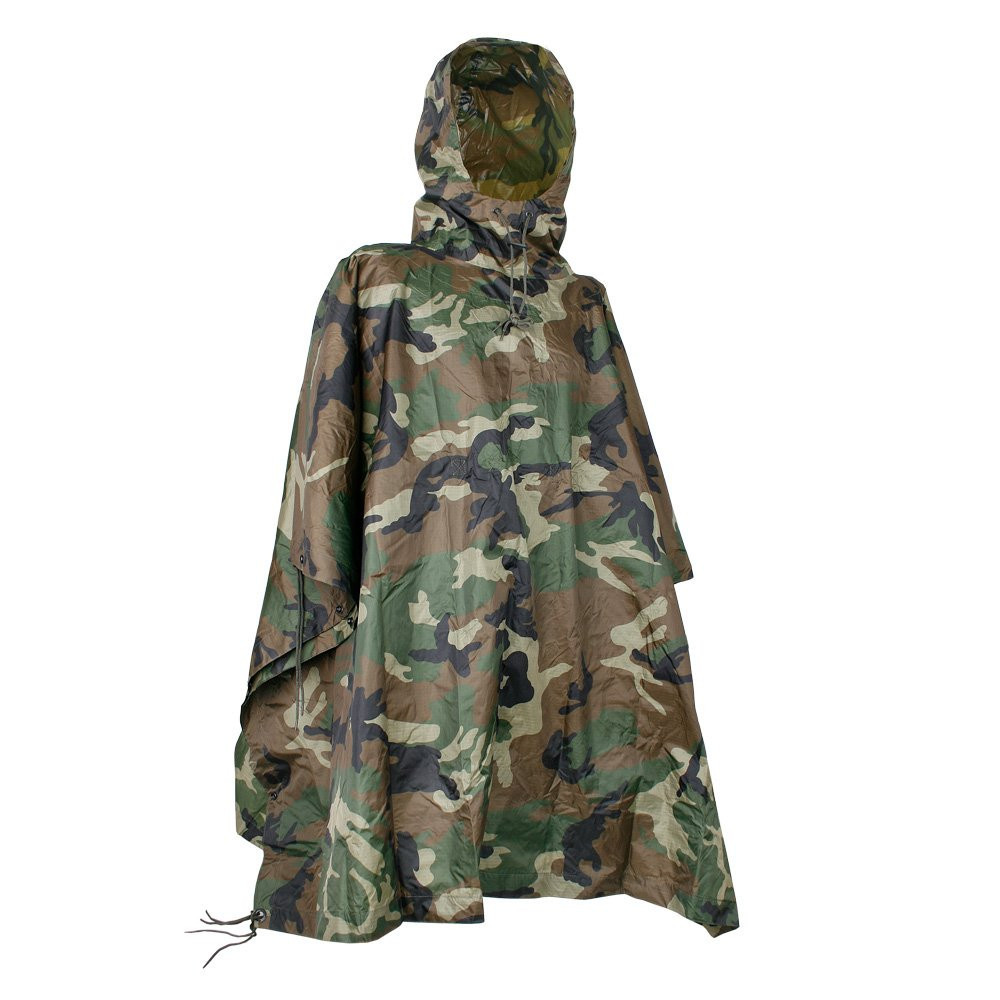 Mil-Tec Rip-Stop Nylon Poncho 205 × 145 cm, 650 g, Woodland