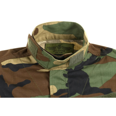 Invader Gear Camouflage Shirt Full-Zip, Velcro, Elbow Protection, Woodland