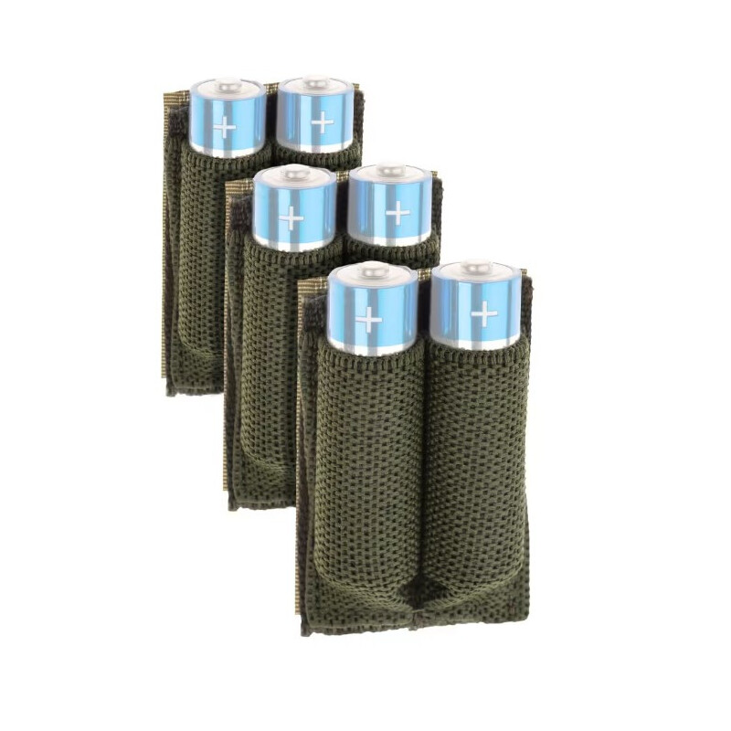 Invader Gear Battery Strapp AA 3-pack OD Velcro Baterijų dėklas tvirtinamas Velcru