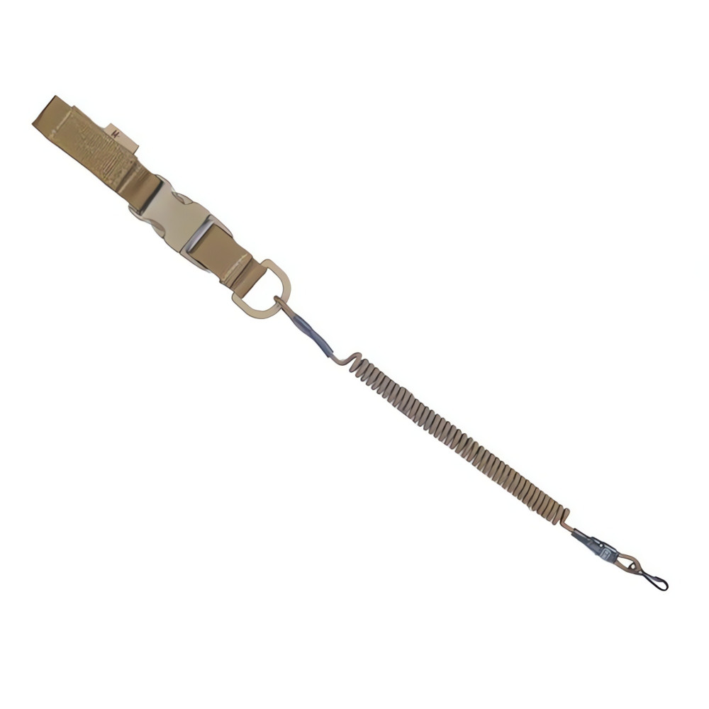 M-Tac Safety Coiled Retention Lanyard with Molle D-Ring, Coyote
