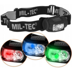 Mil-tec Headlapm LED 4 Colours Ant galvos dedamas, 4-ių spalvų prožektorius