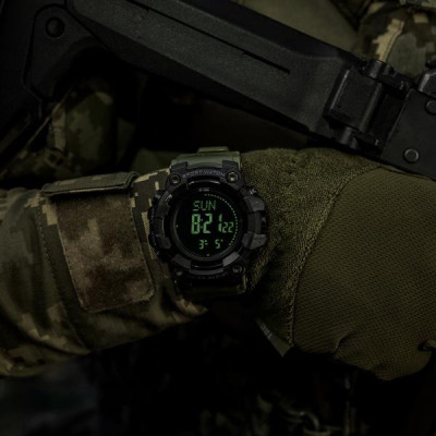 M-Tac 2037 Tactical Watch Compass, Chronograph, Army Olive