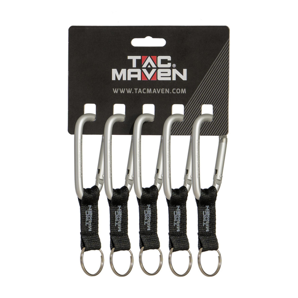 Tac Maven Aluminium Carabiner Set 8 mm, 5 pcs, Multi-Purpose, Gray