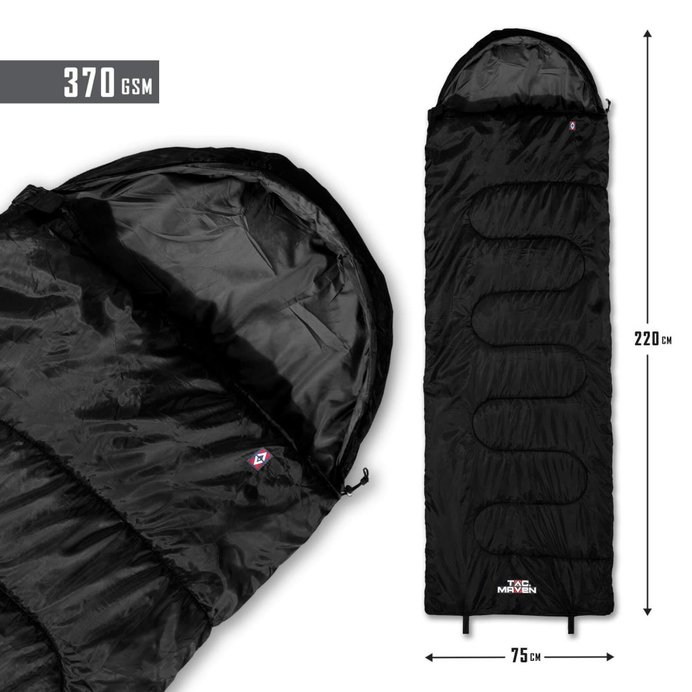 Tac Maven Major 370 g/m² Sleeping Bag for Cooler Nights, Black
