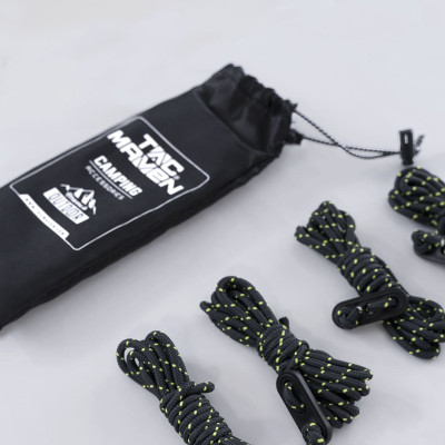 Tac Maven Polyester Guy Lines with POM Tensioner 4 pcs, 2.2 m, Black