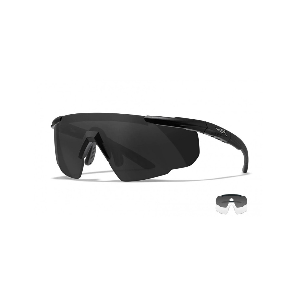 Wiley X WX Saber Advanced Ballistic Glasses Clear Lenses, Black