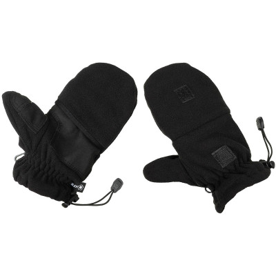 MFH Fleece Gloves with Pull Loops, Black