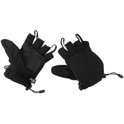 MFH Fleece Gloves with Pull Loops, Black